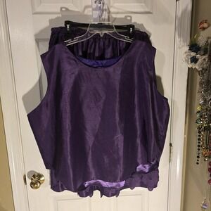 Hosanna Design Purple Satin 3 Piece Skirt Suit Set Lace Trim Plus Size 5XL USA